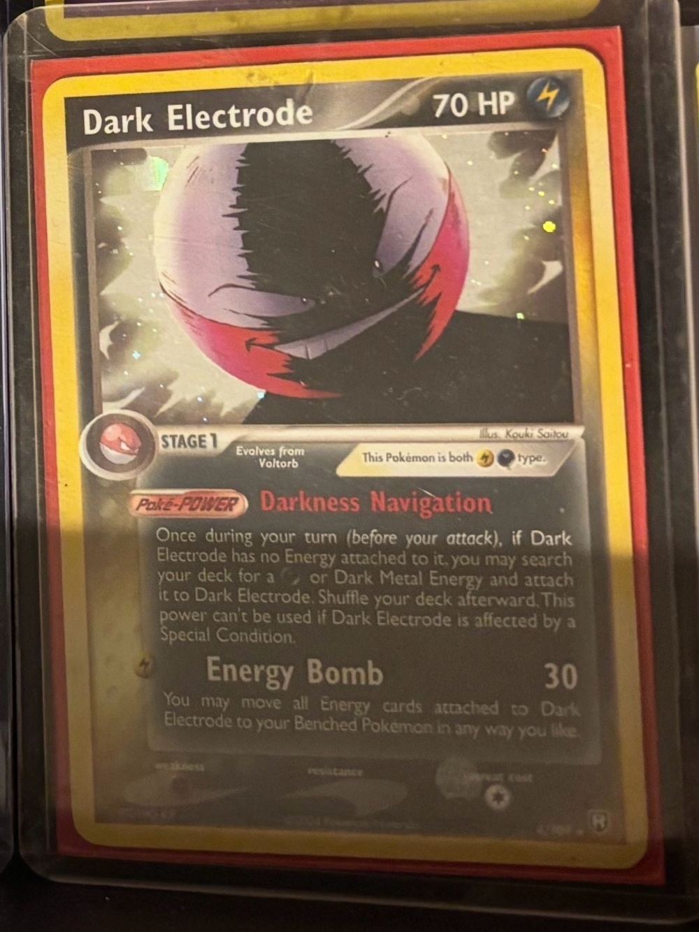 Pokemon Dark Electrode Card - Black, Purple, Red, Yellow